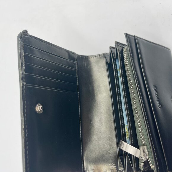 Cynthia Rowley Green Textile Wallet | Classic Snap Closure - Picture 5 of 6